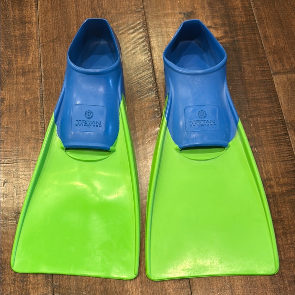Kids Blue and Green Swim Fins